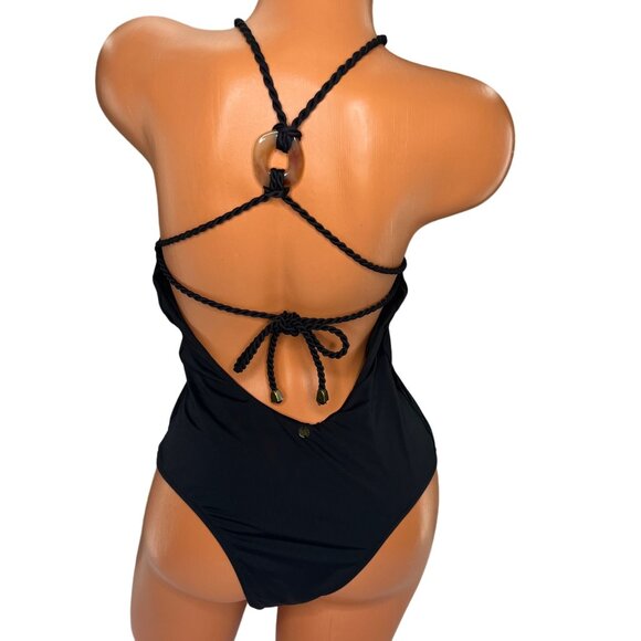 DRIPT One Piece Swimsuit Womens Black Tie Back Halter Neck Size GG / 12 - Picture 2 of 12